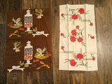 Vtg. Martex Dry me Dry  Fish Kitchen Towel & Carnation Flower lot of 2 unused Carnation
