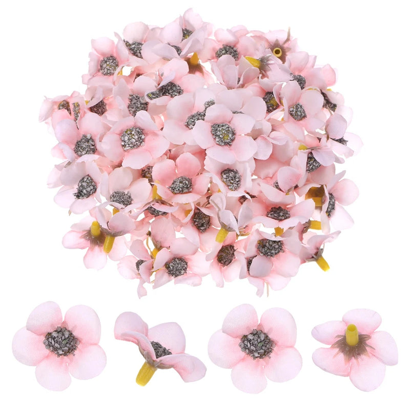 100-Pack Artificial Flower Heads, Mini Silk Faux Daisy Flowers DIY [Light Pink] Daisies