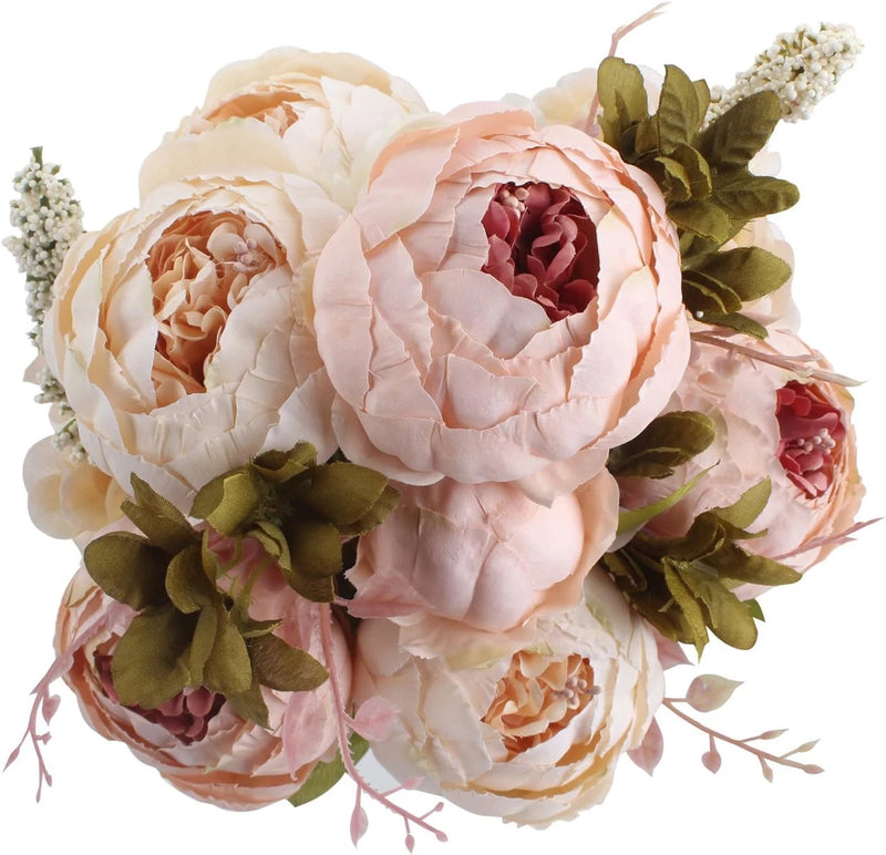 Fake Flowers Vintage Artificial Peony Silk Flowers Wedding Home Decoration,Pack Peony