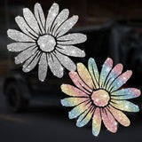 2pcs Sparkling Sunflower Daisy Flower Self-Adhesive PVC Rainbow Glittery Decal Sunflower