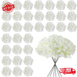 Bulk White Artificial Hydrangea Flowers, 30 Pcs Faux Silk Heads with Stems Hydrangea