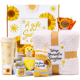 Sunflower Gift Box for Women, Sunshine Birthday Gifts, Luxury Self Care Packa... Sunflower