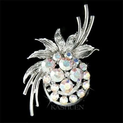 ~Hydrangea Flower made with Swarovski Crystal~ Floral Pin Bridal Wedding Brooch Hydrangea