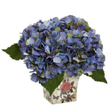 Hydrangea With Floral Planter Arrangement Flower Decor Blue 9"H Hydrangea