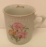 Duchcovsky Porcelain Coffee Cup January Carnation Crown D Czechoslovakia Bohemia Carnation