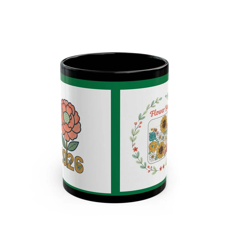 Flower Year mug | Floral sunflower wreath 2026 Sunflower
