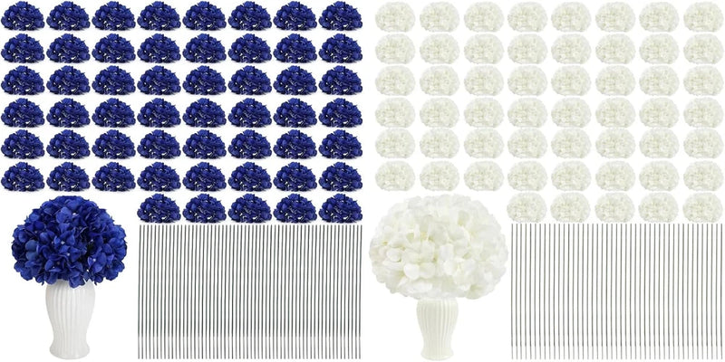 104 PCS Hydrangea Flower Heads with Stems - Perfect for Home Decor Hydrangea