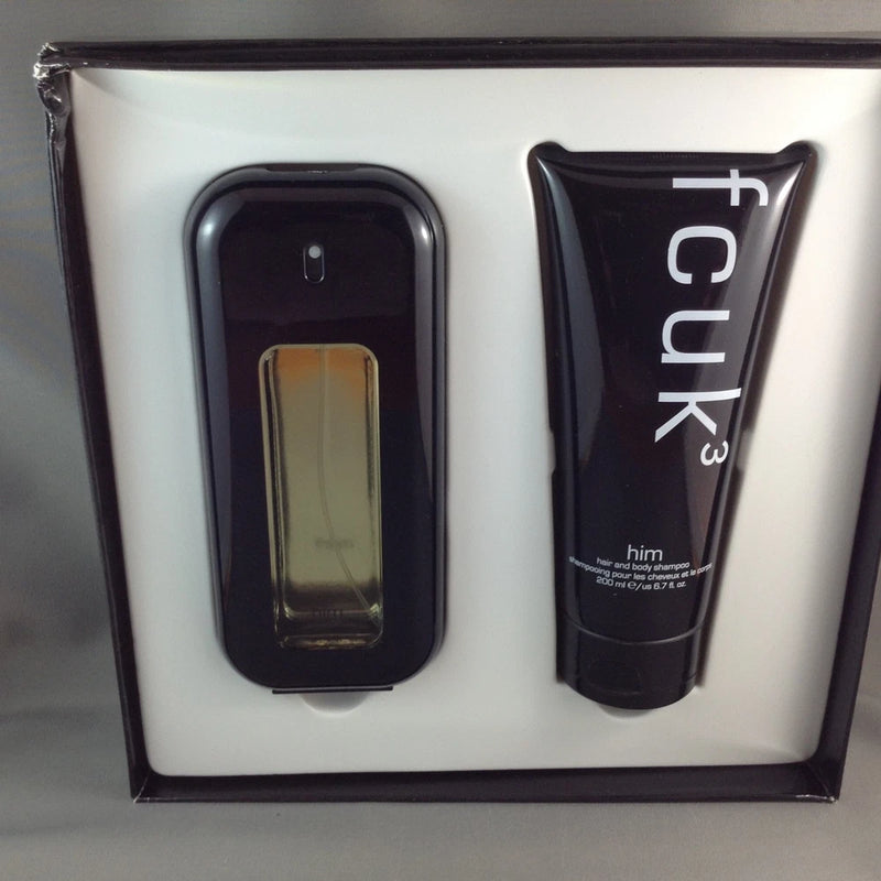 FCUK 3 for men 100ml 3.4oz with shampoo 200ml Set EDT
