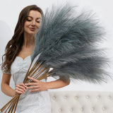 FOTEEWL 8 PCS Faux Pampas Grass Decor 38"/3.1FT Tall Fake 38 inches, Grey Pampas Grass