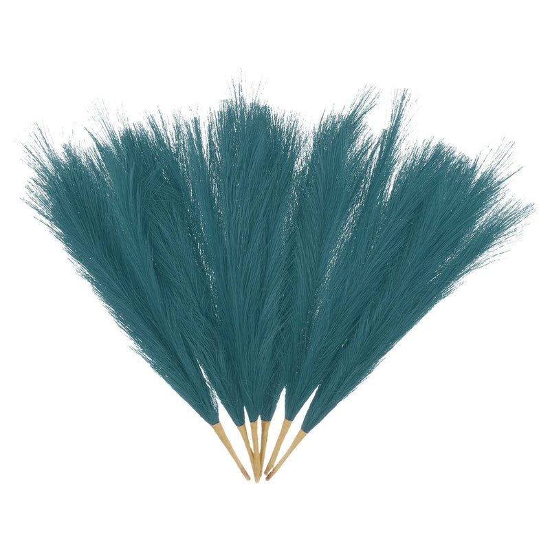 6 Pcs Faux Pampas Grass 42.5cm/16.5" Dried Pampas Grass 9 Branches, Blue Green Pampas Grass