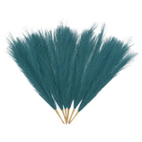 6 Pcs Faux Pampas Grass 42.5cm/16.5" Dried Pampas Grass 9 Branches, Blue Green Pampas Grass