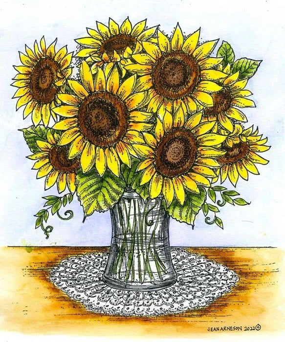 SUNFLOWERS Autumn Fall Flowers Wood Mounted Rubber Stamp NORTHWOODS P11339 New Sunflower