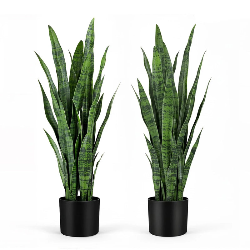 KOL 3ft 2Pack Artificial Snake Plant  Thick Lifelike Leaves, Faux Silk Sansev... Green Plant