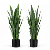 KOL 3ft 2Pack Artificial Snake Plant  Thick Lifelike Leaves, Faux Silk Sansev... Green Plant