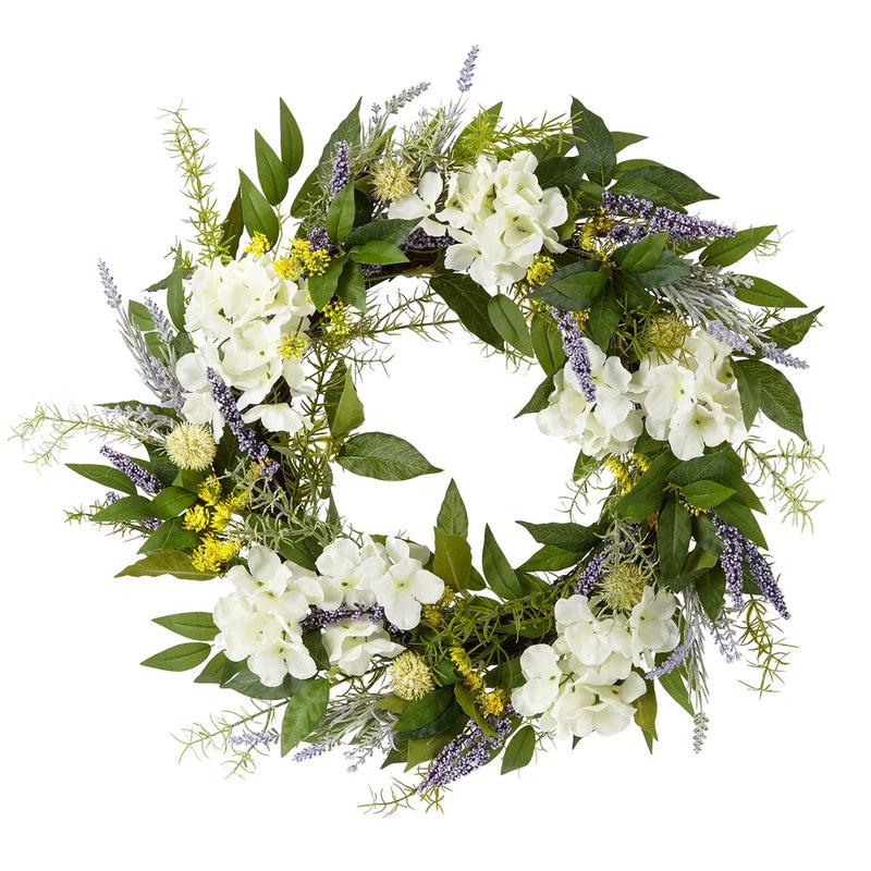NWT Linden street Large 24" HYDRANGEA  and  LAVENDER WREATH Hydrangea