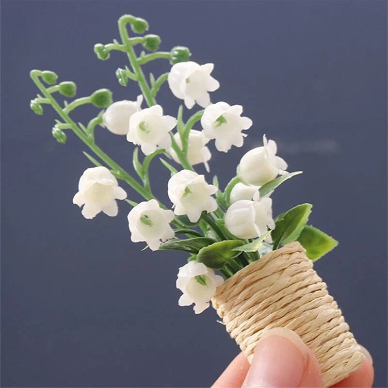1:12 Scale Dollhouse Miniatures Hyacinths Potted Plant Flower Bonsai Home Garden Flowering Plants