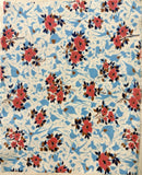 SWEET  1940s feedsack fabric piece 9x10 Blue, Pink & Brown Flowering Plants