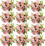 Pink Peonies Artificial Flowers 12 Bundles Silk Fake Bouquet Wedding Decor Peony