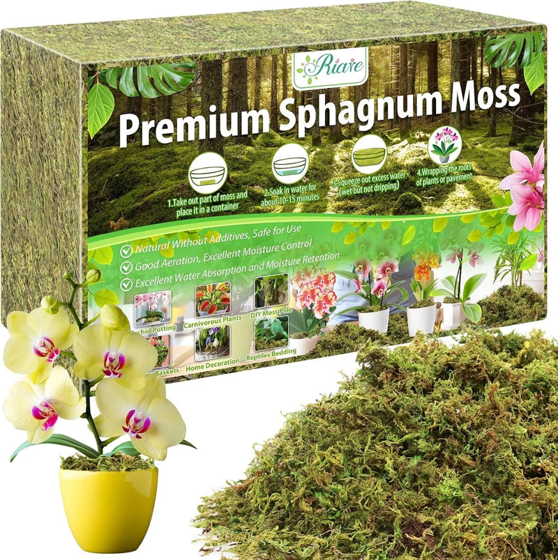 Premium sphagnum moss box, natural dried green moss for plant potting