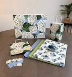 HYDRANGEA BLOSSOMS Gift Bag Bundle with Tissue Paper, Gift Tags, Raffia Ribbon Hydrangea