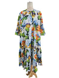 Dolce & Gabbana Blue Hydrangea Poplin Floral Print Dress Hydrangea