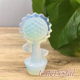 2"+ Opalite Sunflower Carved Quartz Crystal Flower Skull Reiki Healing 1pc Sunflower