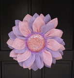 Pink Purple Sunflower Front Door Wreath Outdoor Summer Decor Flower Hanger... Sunflower
