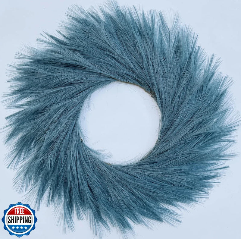 27'' Artificial Pampas Grass Wreath, UV Resistant Faux Pampas Wreath for Fron Pampas Grass