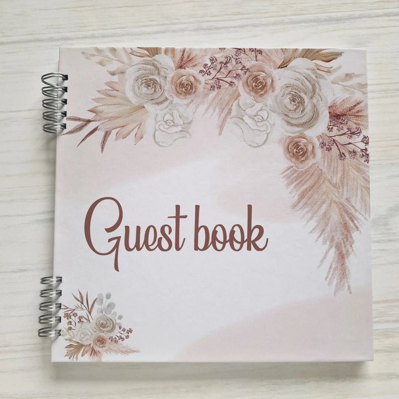 Wedding Guest Book Boho Rustic Instax Polaroid Flowers Pampas Grass Keepsake Pampas Grass