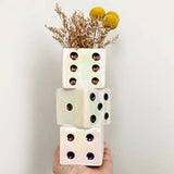 Ceramic Dice Vase - Unique Decor for Dried Flowers, Rose, Pampas Grass - Stunnin Pampas Grass