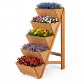 5-Tier Vertical Raised Garden Bed Fir Wood Ladder Planter Stand for Vegetables Garden Plants