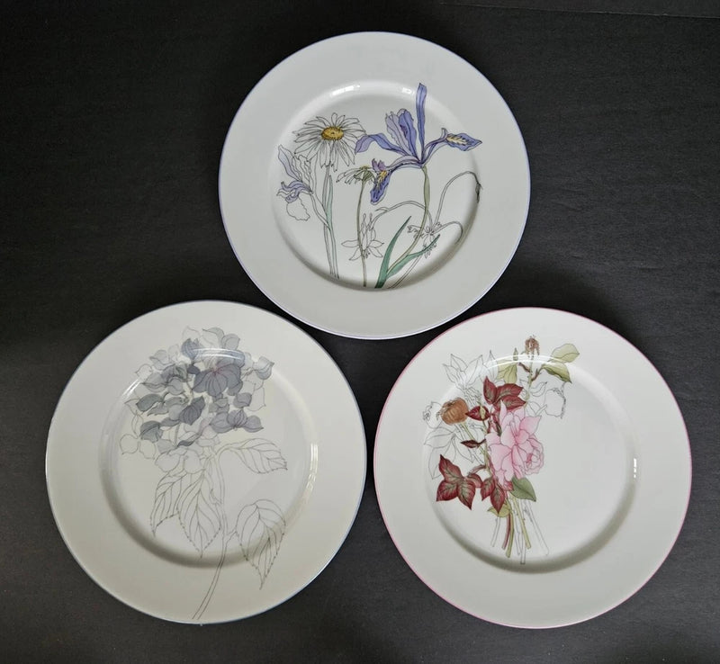 Vtg Block Spal Watercolors Floral Salad Plates Mary Lou Goertzen Portugal Hydrangea