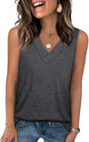 Tank Tops for Women Summer V Neck T Shirts Trendy Sleeveless Basic Tee Loose Fit Roses