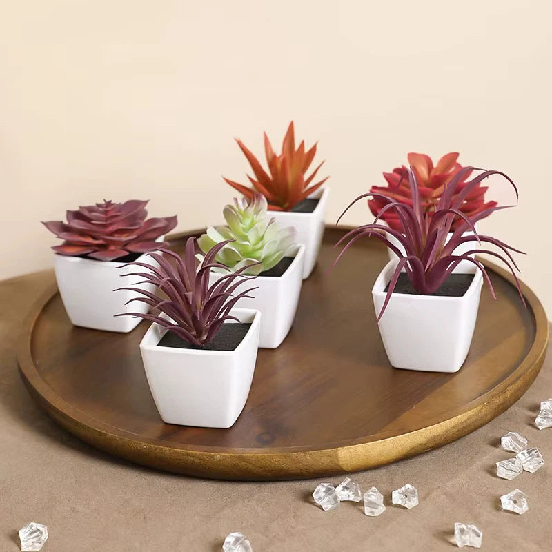 Artificial Succulent Plants Fake Mini Plants in Pots Green Home Decor 6PCS (SET) Green Plant