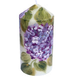 Decorative Painted Purple Hydrangea Flower Large Pillar Candle Floral Candle Hydrangea