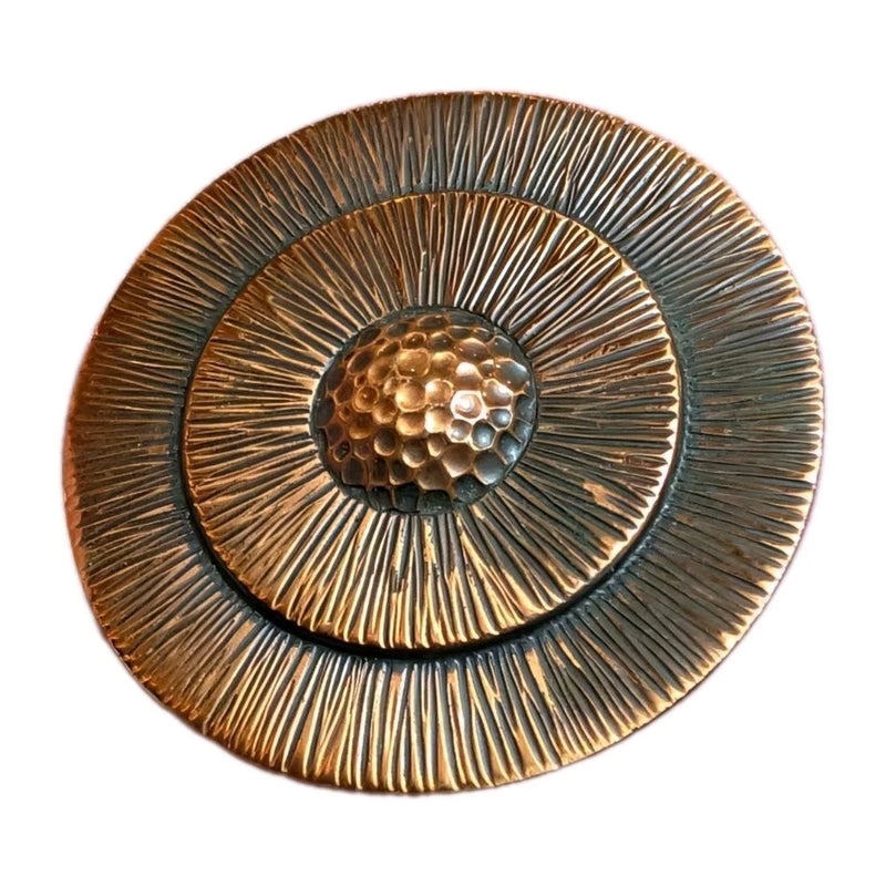 Vintage 2" Sunflower Starburst Modernist Solid Copper Signed Brooch Sunflower