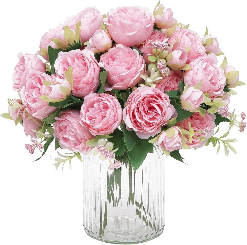 2 Packs Peonies Artificial Flowers, Light Pink Artificial Peonies, Silk Peonies Peony