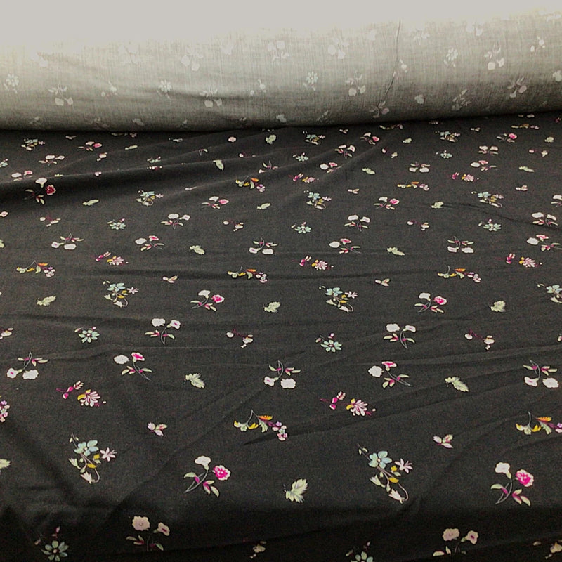 Fabric Challis Rayon Apparel Black Lavender Fuchsia Sage Floral E420 Flowering Plants