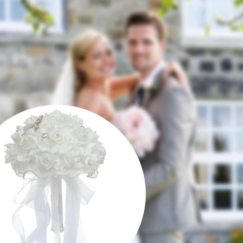 Wedding Bridal Bouquet Artificial Rose Flowers Decor for Photo Props Party Bouquet