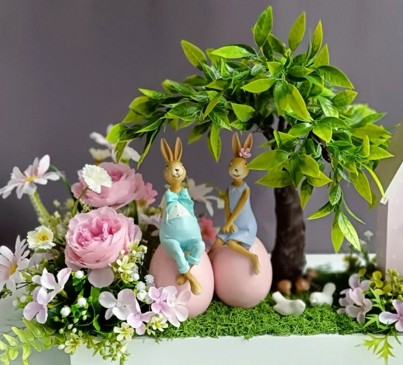 Pastel Pink  Bunny Easter Centerpiece, Easter Arrangement, Table Easter Decor Ranunculus