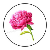 30 PINK PEONY FLOWERS ENVELOPE SEALS LABELS PARTY FAVORS STICKERS 1.5" Peony