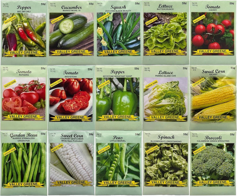 15 Pack Vegetable Garden Seeds - Deluxe Heirloom Variety Pack, Non-Gmo, Perfect Garden Plants