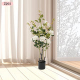2 Pack 35.4" Artificial Rose Tree Faux Floral Trees Artificial Flower Plant US Green Plant