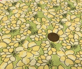 Retro Lemon Flowers on Lime ** 100% Cotton Remnant * 9" x 22" * Unbranded Flowering Plants