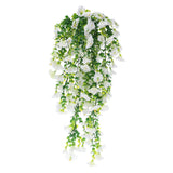 2 PCS Morning Glory Fake Hanging Flowers for Planter Indoor(White) Green Plant
