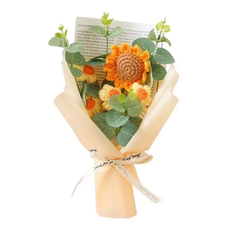 Handmade Crochet Flower Bouquet with Sunflower and Daisy Design Sunflower