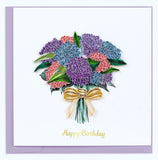 Quilling Card Quilled Hydrangea Bouquet Flowers Happy Birthday Greeting Card Hydrangea