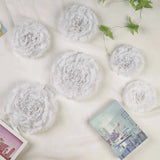 24 pack 7" 9" 11" White Tissue Paper Carnation Flowers Home Wall Backdrop Carnation