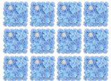 Artificial Flower Wall Panel 15*15inches -12 Pack Silk Rose Hydrangea Light Blue Hydrangea