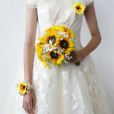 Wedding Bride Bouquet Artificial Flowers Bridesmaid Bouquet Sunflowers for Party Sunflower